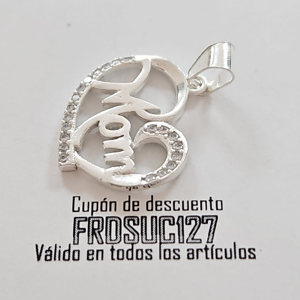 DIJE CORAZON C/CIRCONIAS PLATA .925 3.1 GR (NUEVO)