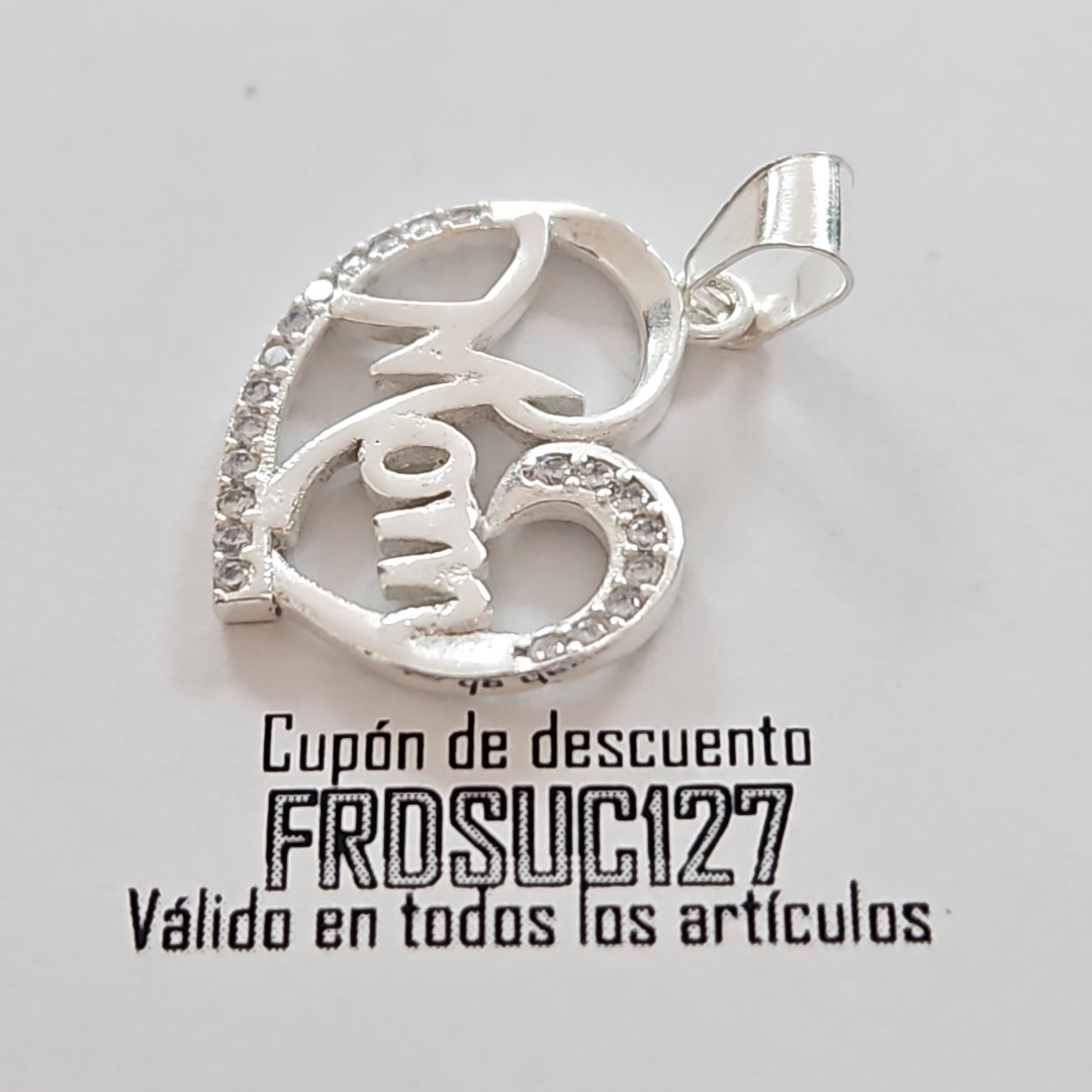 DIJE CORAZON C/CIRCONIAS PLATA .925 3.1 GR (NUEVO)