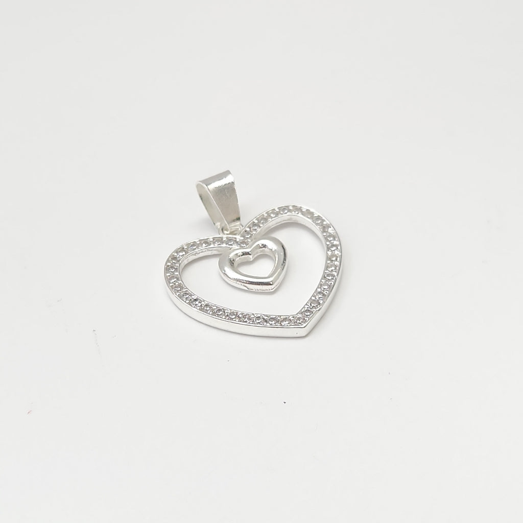 DIJE CORAZON C/CIRCONIAS PLATA .925 2.7 GR (NUEVO)