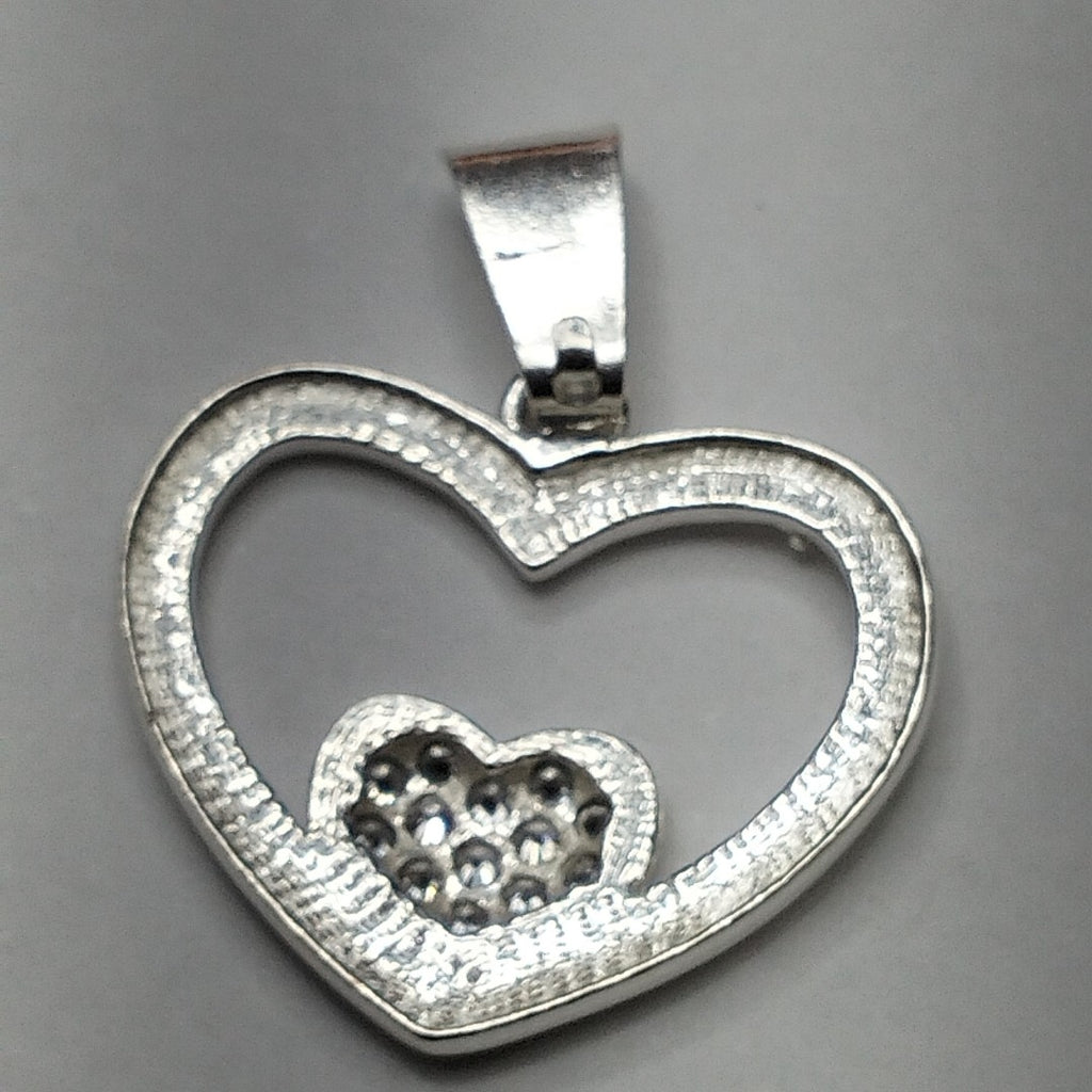 DIJE CORAZON C/CIRCONIAS PLATA .925 2.6 GR (NUEVO)