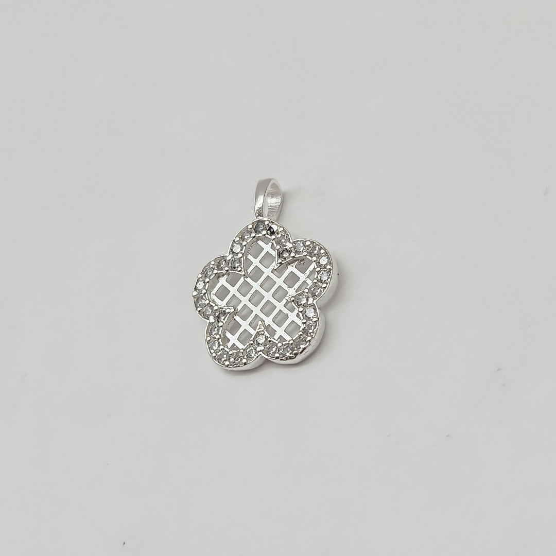 DIJE FLOR CON CIRCONIAS PLATA .925 1.7 GR (NUEVO)
