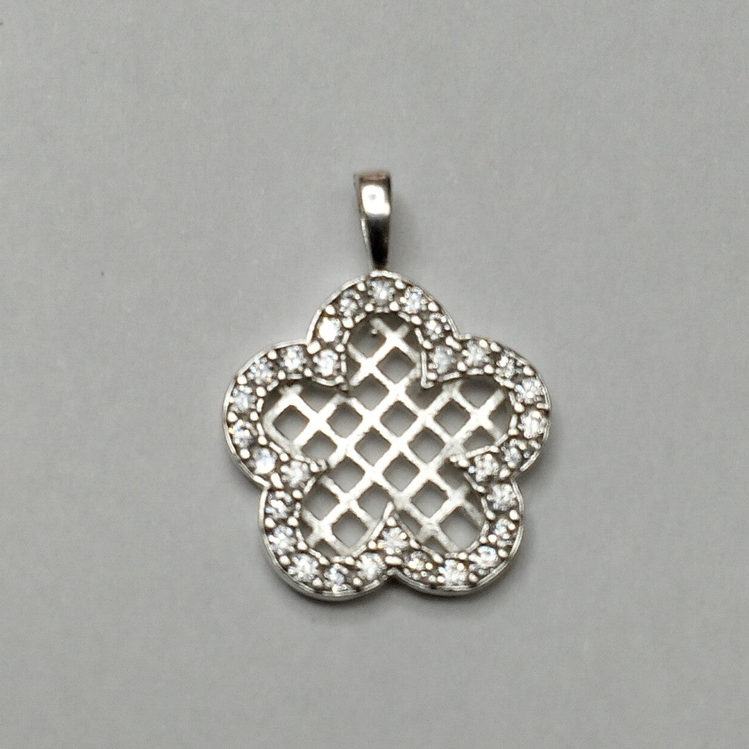 DIJE FLOR CON CIRCONIAS PLATA .925 1.7 GR (NUEVO)
