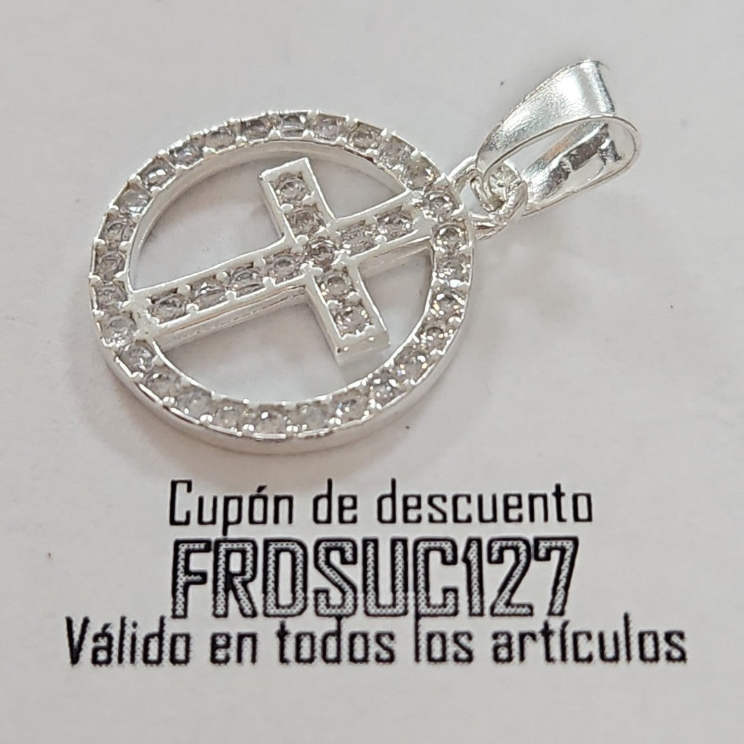 DIJE CRUZ C/CIRCONIAS PLATA .925 2.5 GR (NUEVO)