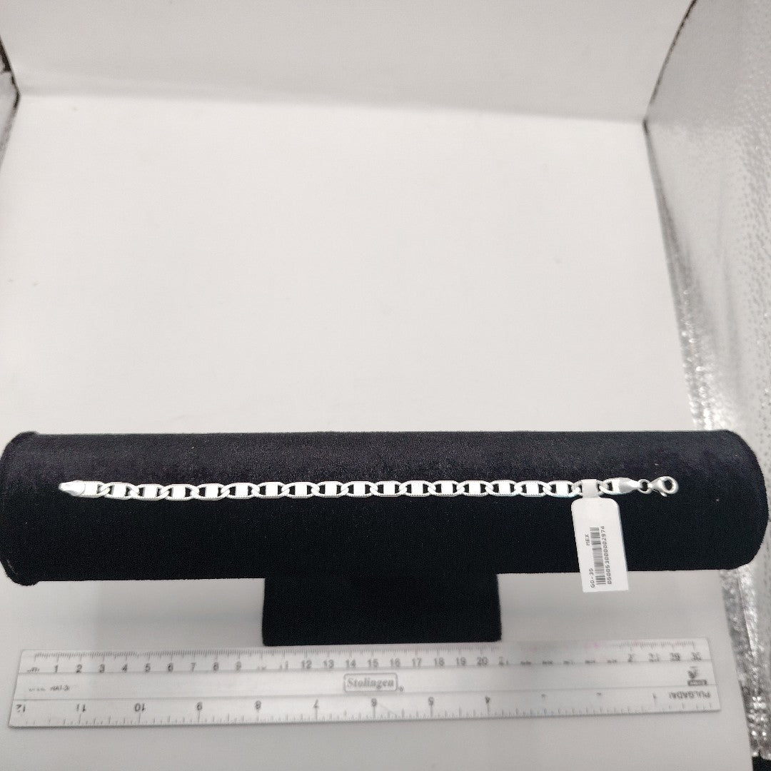 PULSERA TEJIDO ESPEJO PLATA .925 21 CM 7.5 GR (NUEVO)