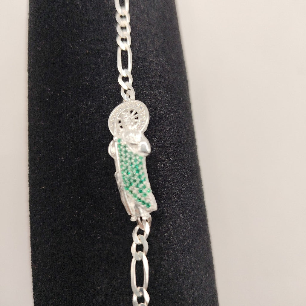 PULSERA TEJIDO SAN JUDAS PLATA .925 21 CM 5.6 GR (NUEVO)