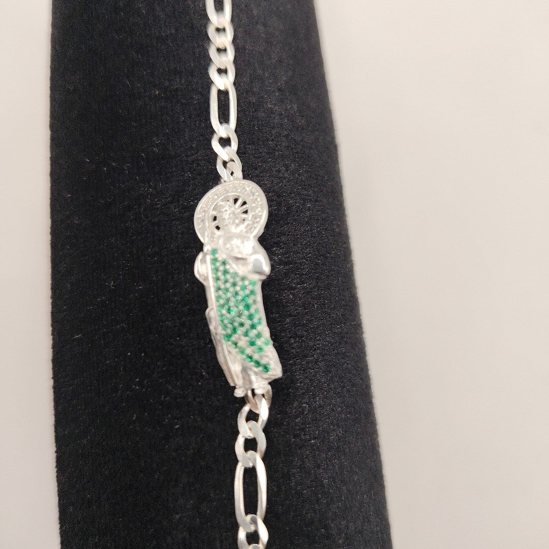 PULSERA TEJIDO SAN JUDAS PLATA .925 21 CM 5.6 GR (NUEVO)