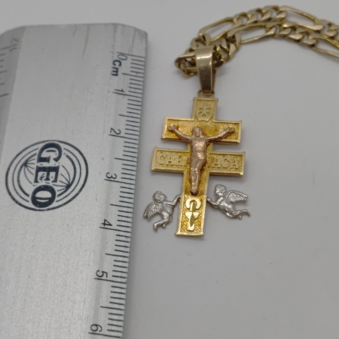CADENA,CRUZ DE CARAVACA ORO 10 K 20,50 GRMS (SEMINUEVO)