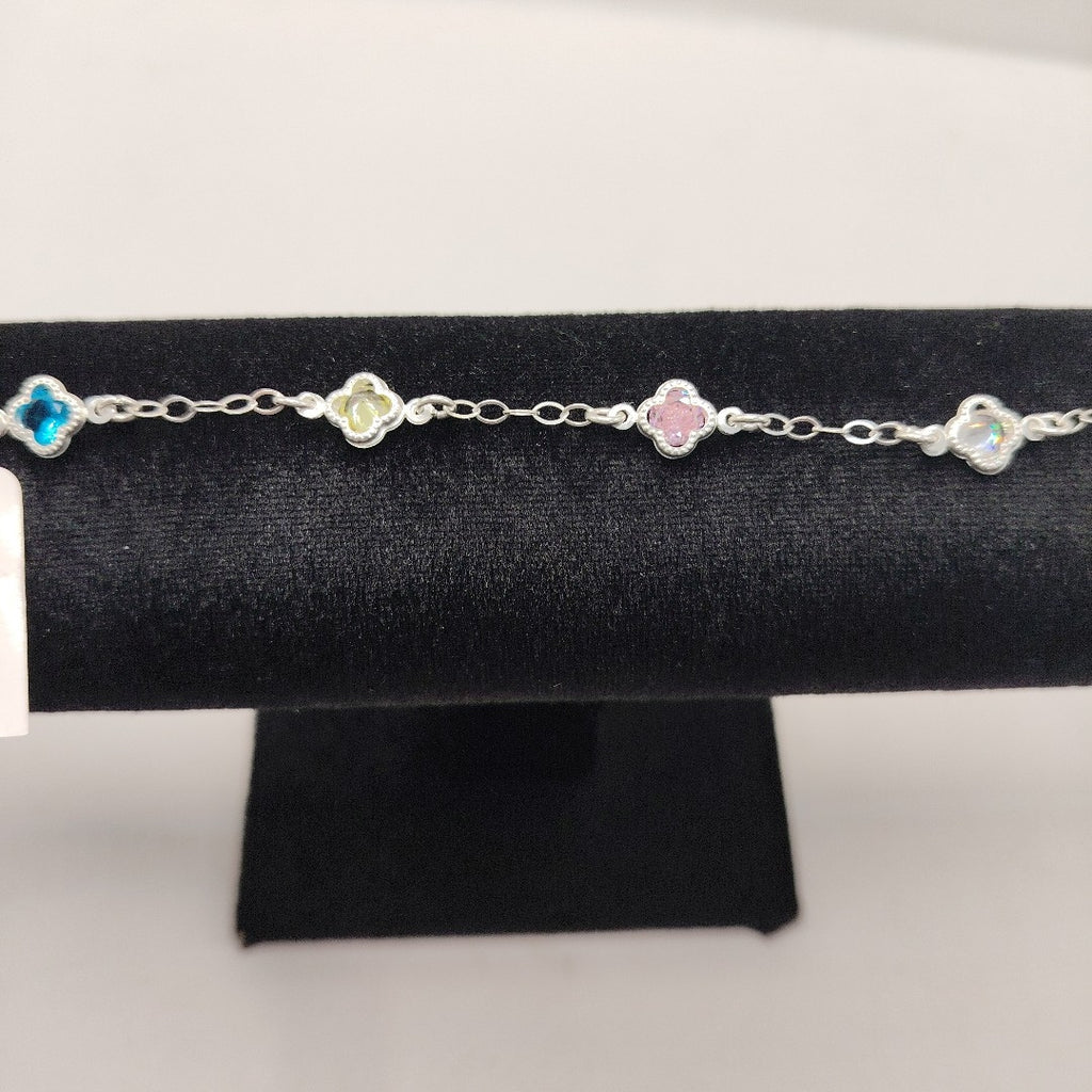 PULSERA ESPECIAL CON PIEDRAS DE COLOR PLATA .925 18 CM 3.42 GR (NUEVO)