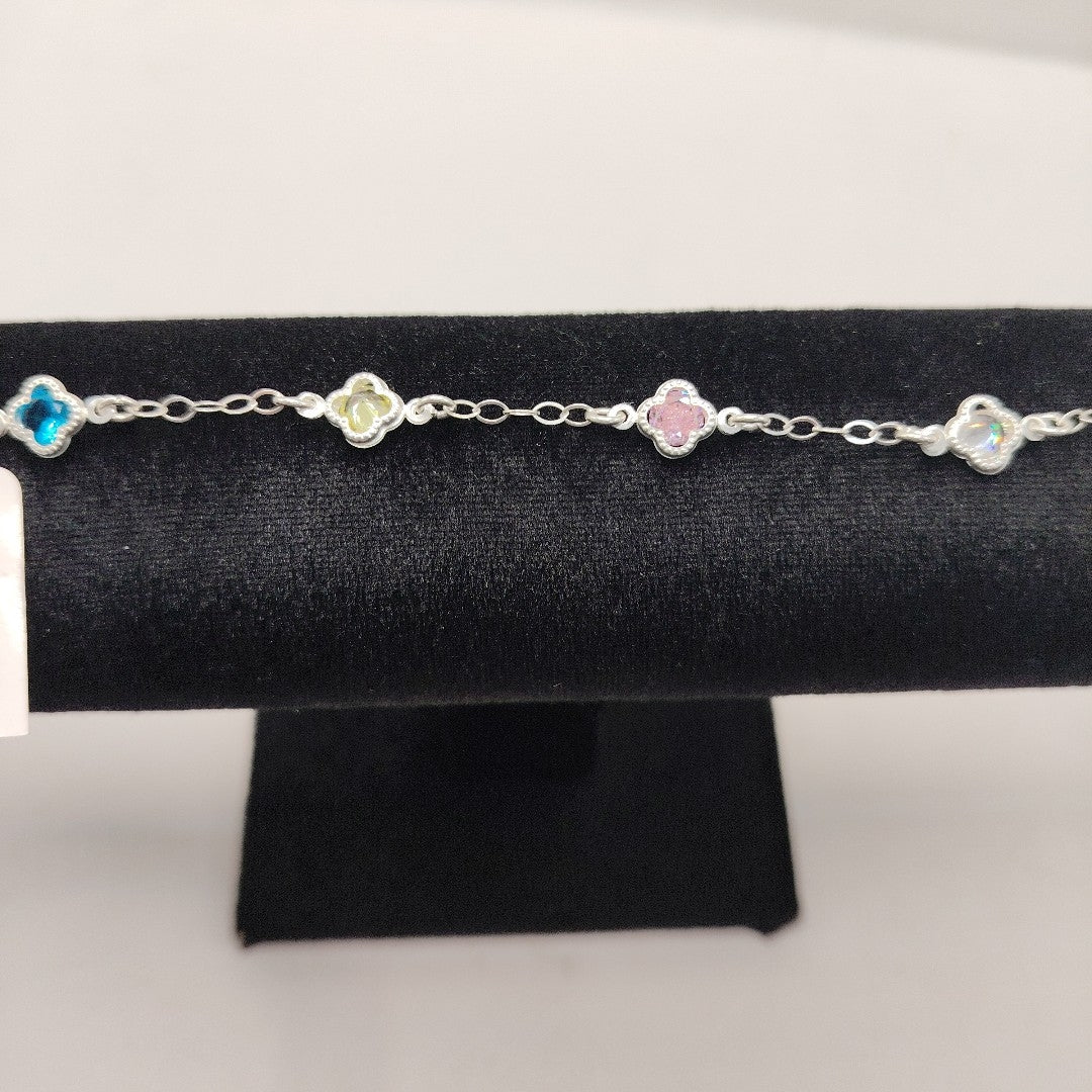 PULSERA ESPECIAL CON PIEDRAS DE COLOR PLATA .925 18 CM 3.42 GR (NUEVO)
