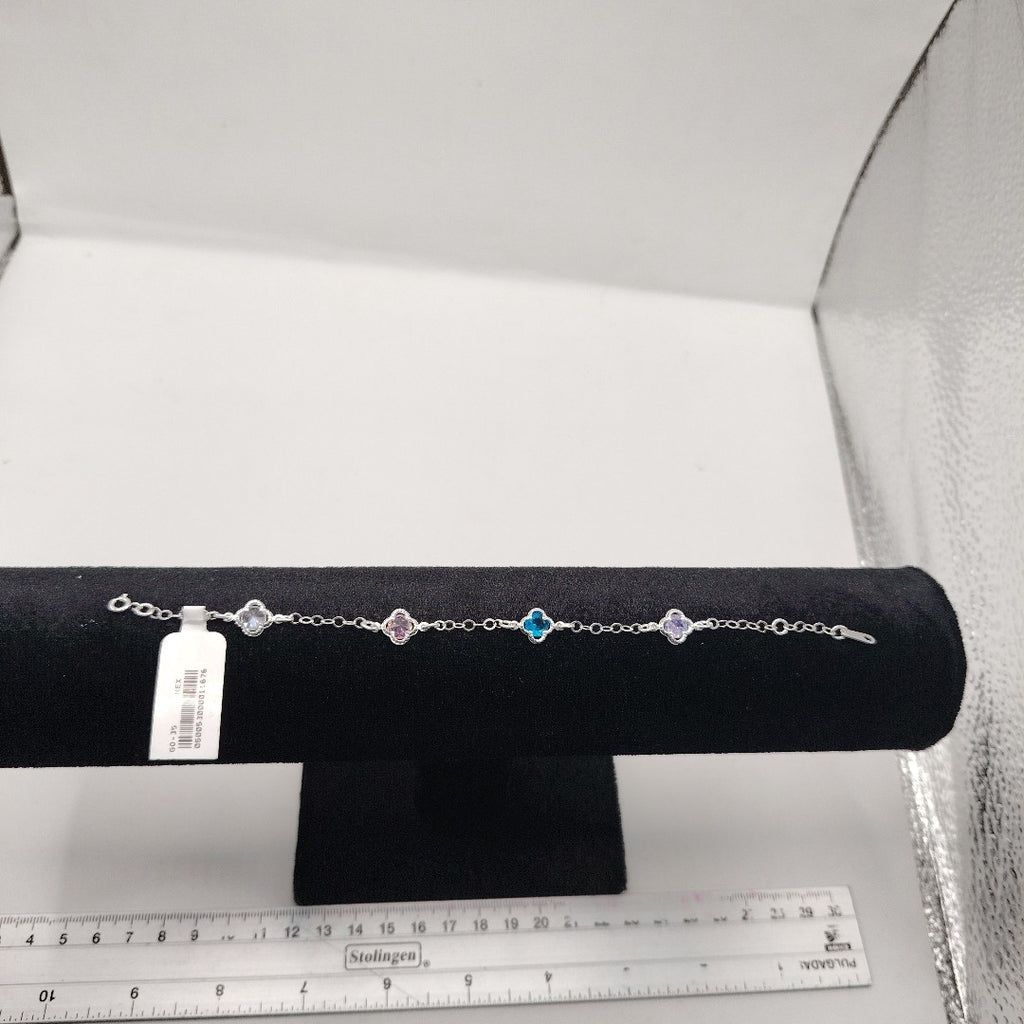 PULSERA ESPECIAL CON PIEDRAS DE COLOR PLATA .925 18 CM 3.42 GR (NUEVO)