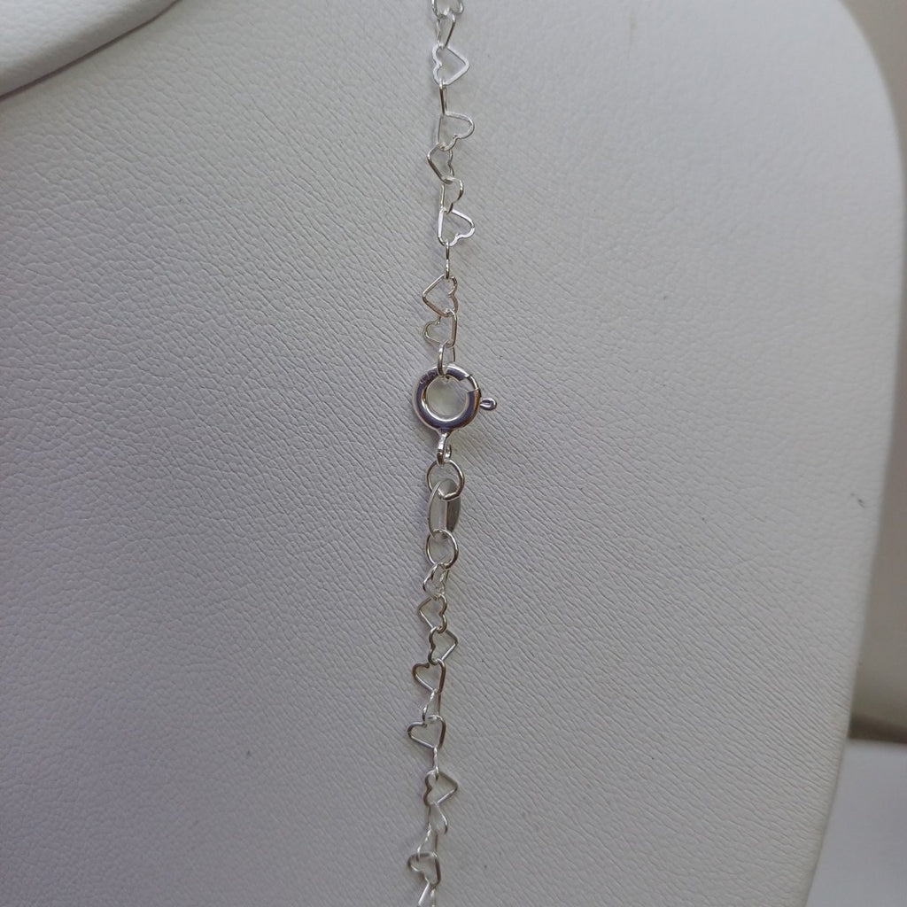 CADENA CORAZONES PLATA .925 60 CM 3.02 GR (NUEVO)
