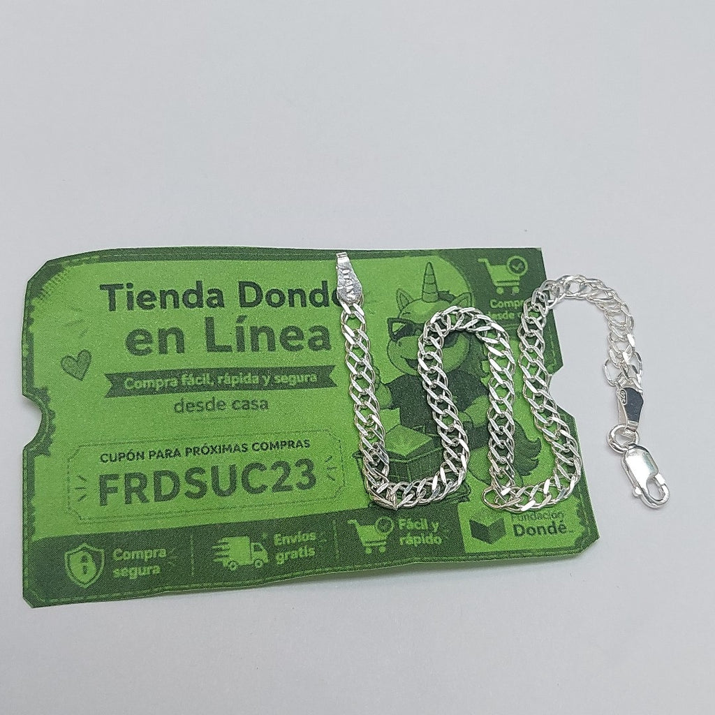 PULSERA DOBLE ESLABON PLATA .925 18 CM 3.53 GR (NUEVO)