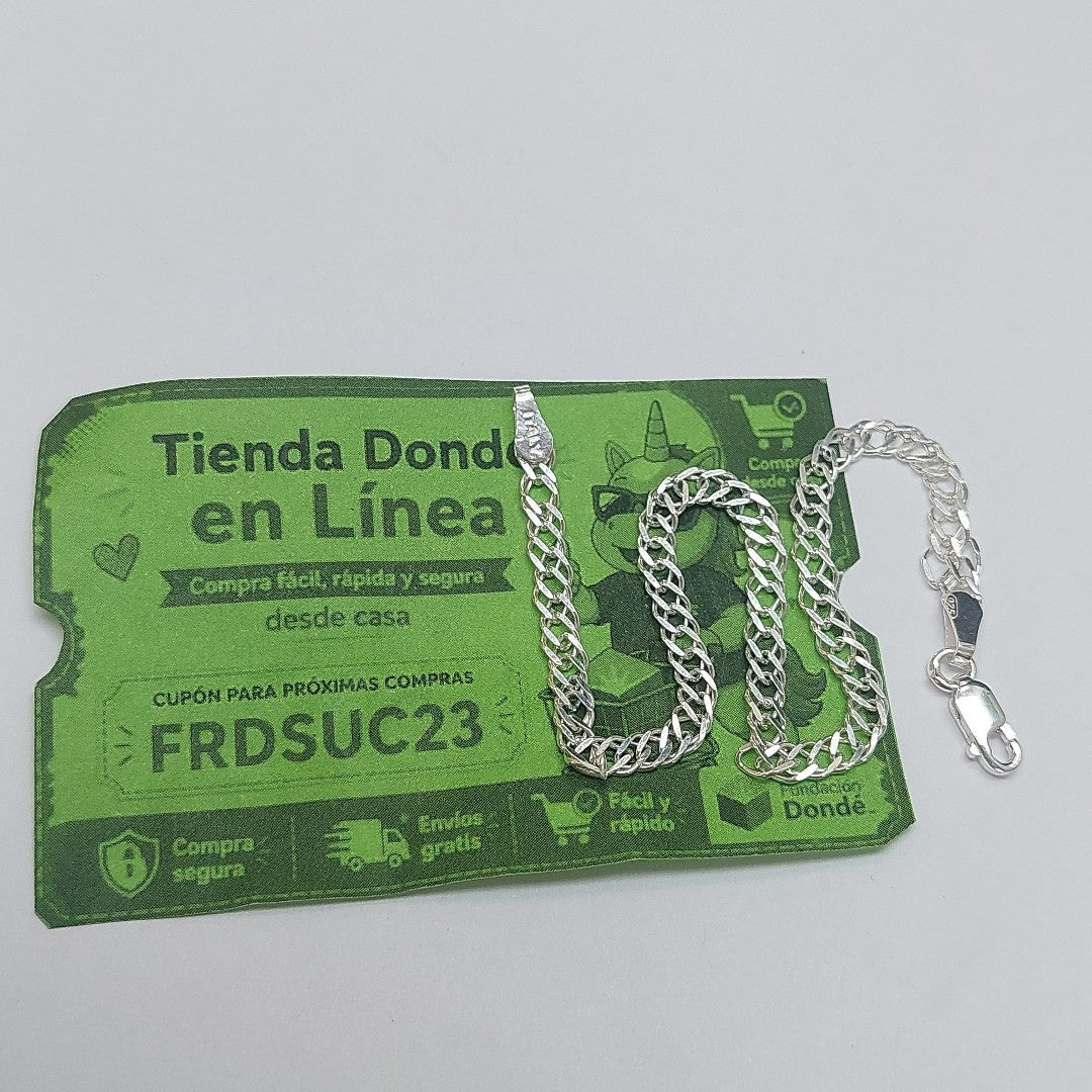 PULSERA DOBLE ESLABON PLATA .925 18 CM 3.53 GR (NUEVO)