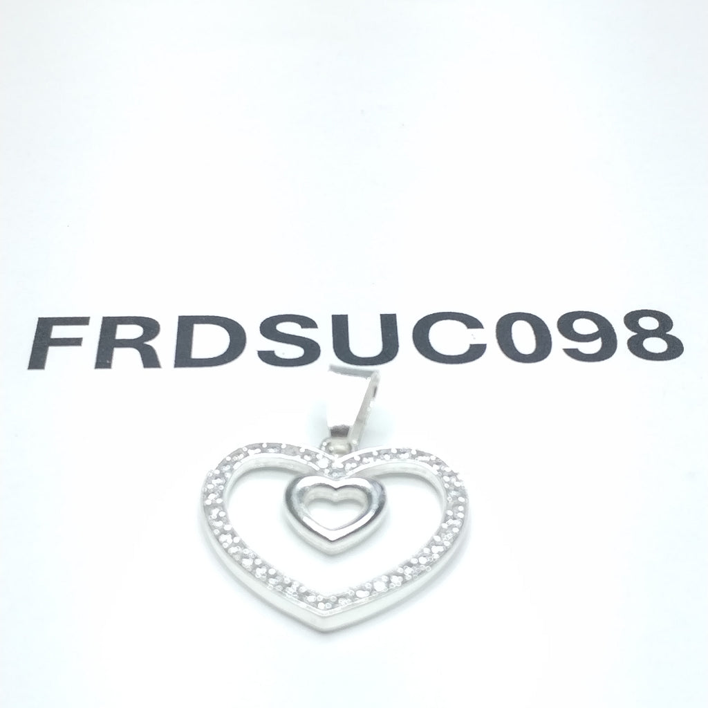 DIJE CORAZON C/CIRCONIAS PLATA .925 2.7 GR (NUEVO)