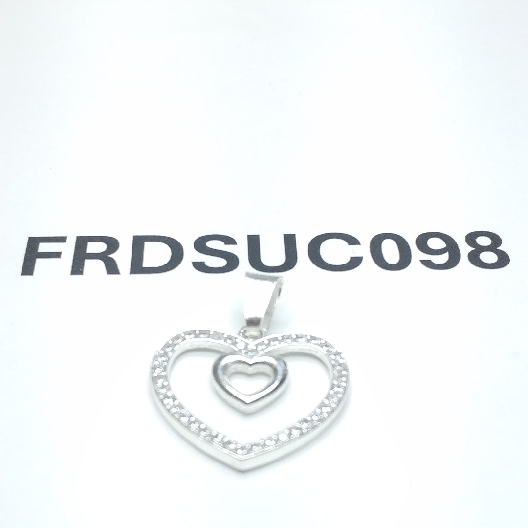 DIJE CORAZON C/CIRCONIAS PLATA .925 2.7 GR (NUEVO)