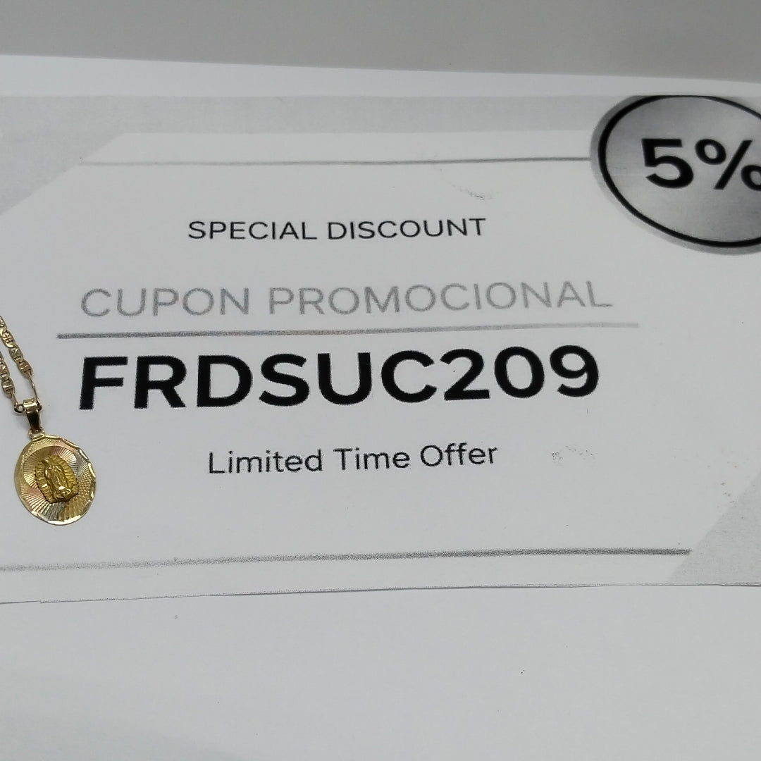 CADENA, MEDALLA RELIGIOSA ORO 10 K 4.9 GRMS (SEMINUEVO)
