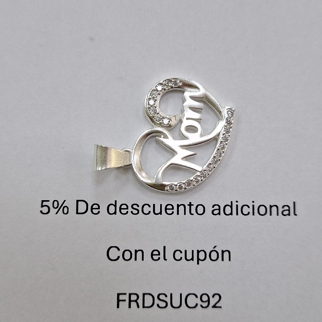 DIJE CORAZON C/CIRCONIAS PLATA .925 3.1 GR (NUEVO)