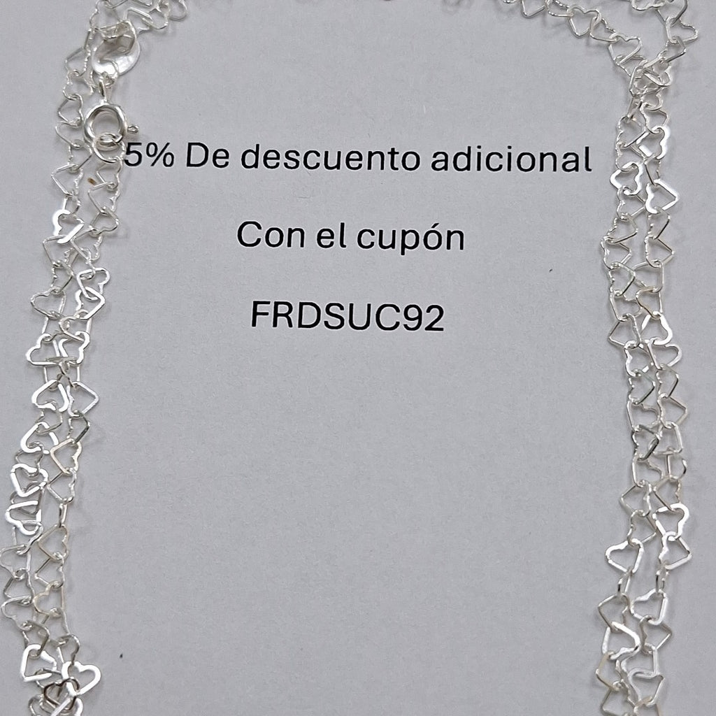CADENA CORAZONES PLATA .925 50 CM 2.52 GR (NUEVO)