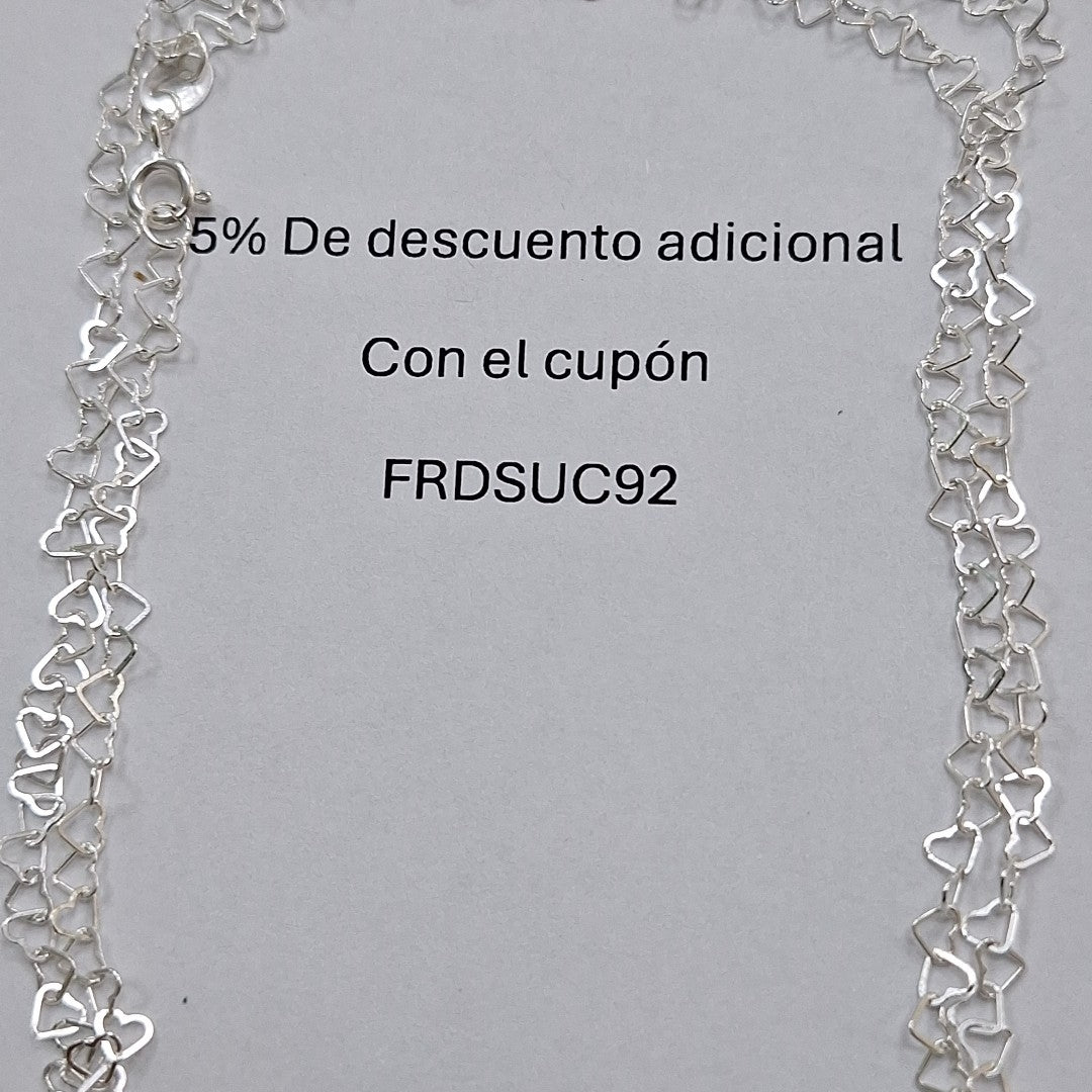 CADENA CORAZONES PLATA .925 50 CM 2.52 GR (NUEVO)