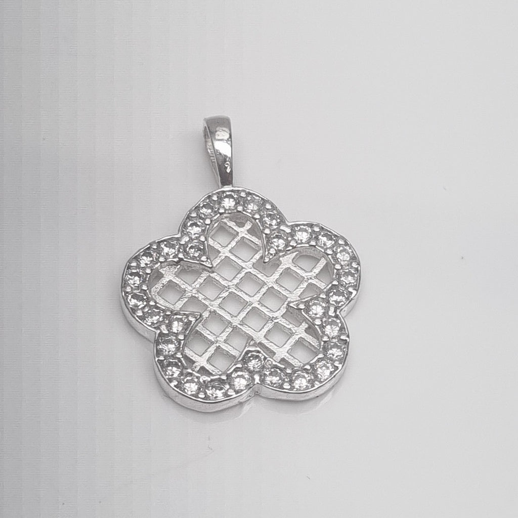 DIJE FLOR CON CIRCONIAS PLATA .925 1.7 GR (NUEVO)