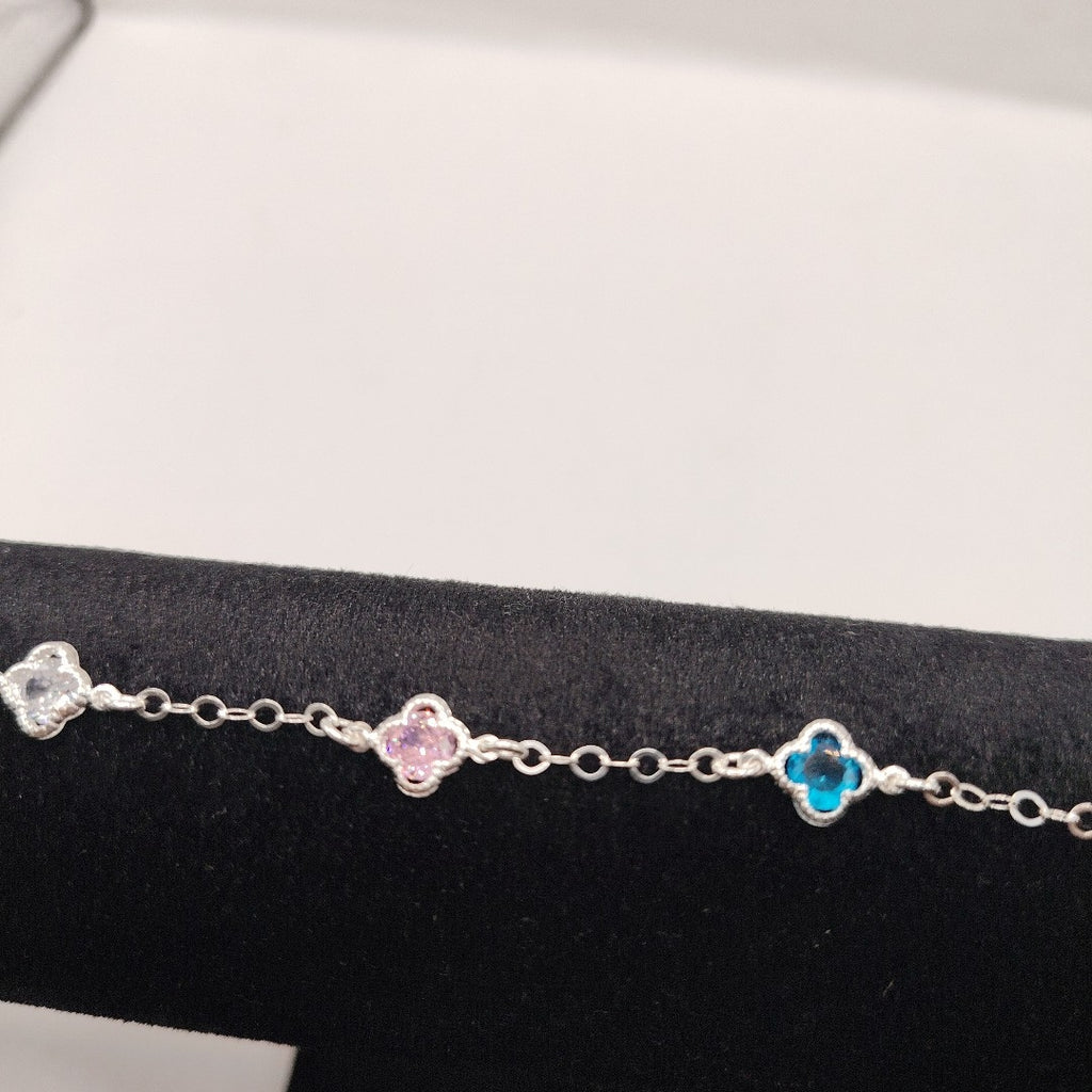 PULSERA ESPECIAL CON PIEDRAS DE COLOR PLATA .925 18 CM 3.42 GR (NUEVO)