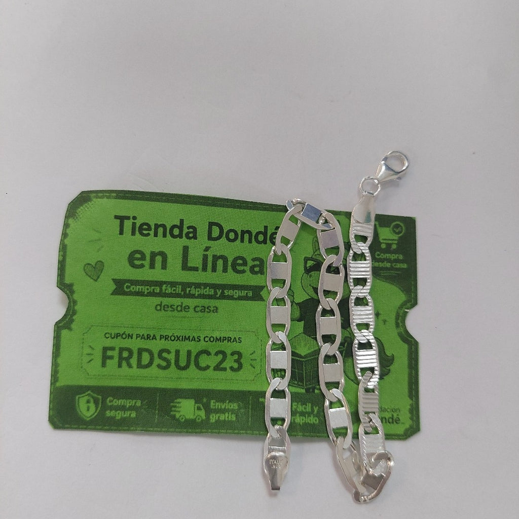 PULSERA TEJIDO ESPEJO PLATA .925 21 CM 8 GR (NUEVO)