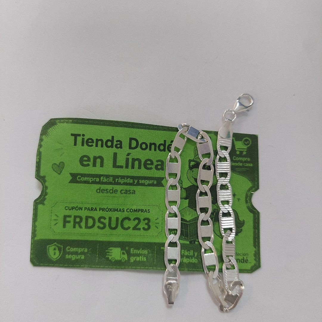 PULSERA TEJIDO ESPEJO PLATA .925 21 CM 8 GR (NUEVO)