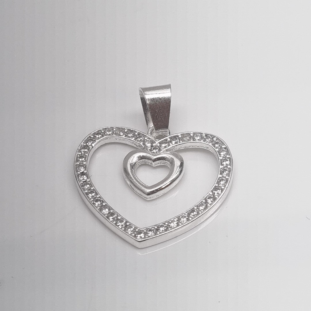 DIJE CORAZON C/CIRCONIAS PLATA .925 2.7 GR (NUEVO)