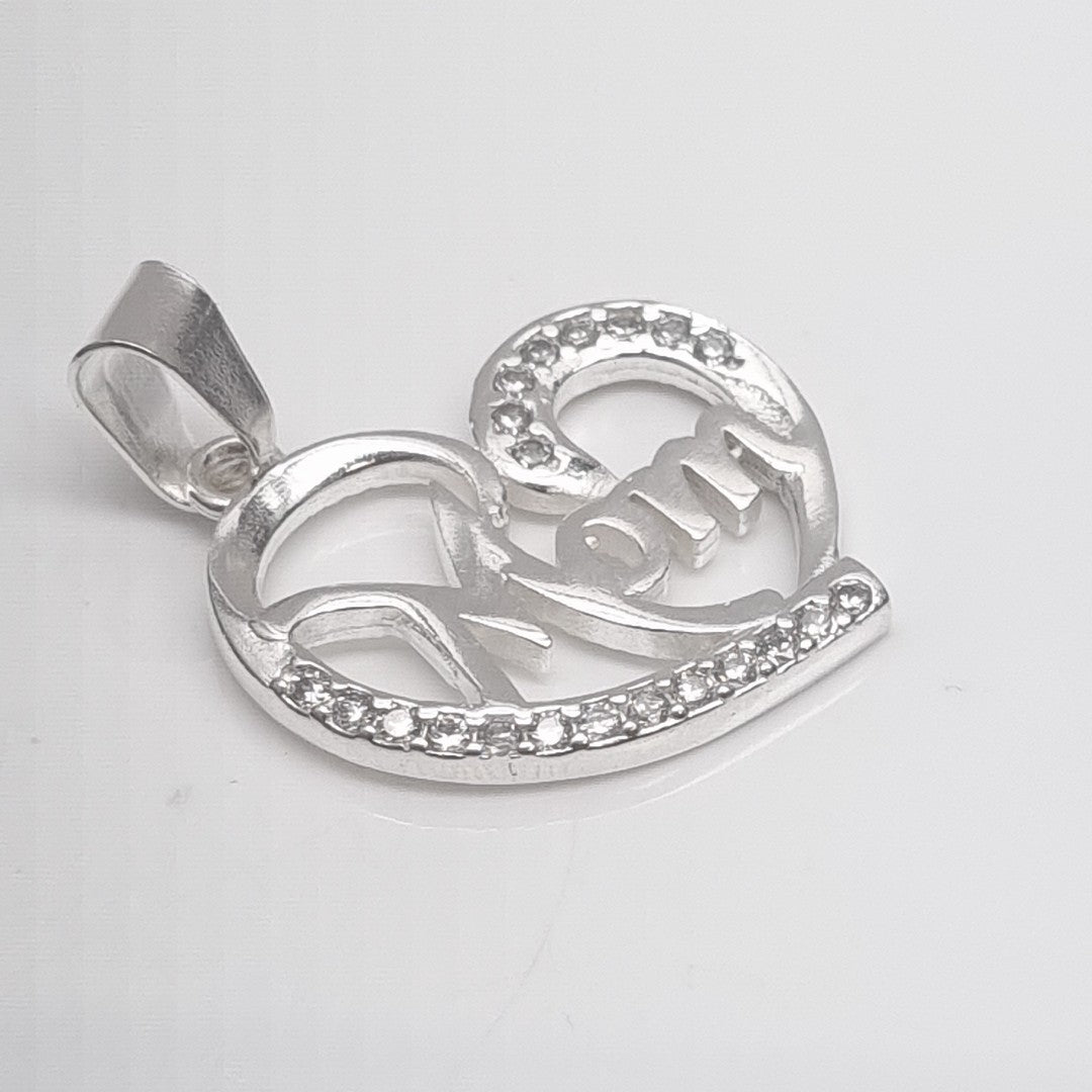 DIJE CORAZON C/CIRCONIAS PLATA .925 3.1 GR (NUEVO)