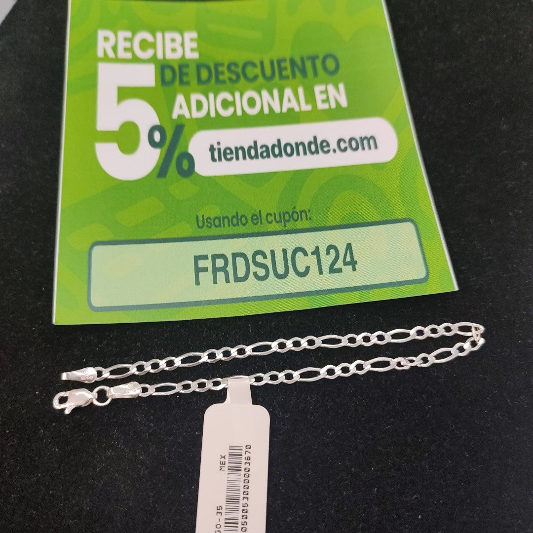 PULSERA TEJIDO 3X1 PLATA .925 21 CM 3.2 GR (NUEVO)