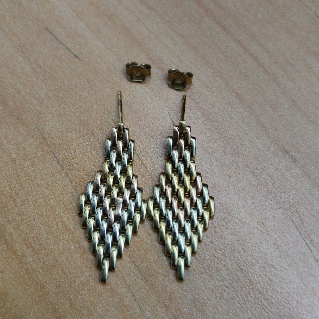ARETES PAR ORO, ORO COMBINADO 14 K 6.2 GRMS (SEMINUEVO)