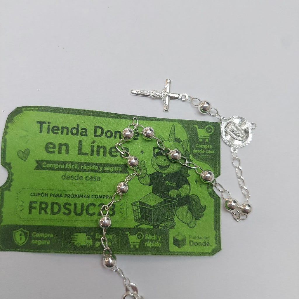 PULSERA TIPO ROSARIO PLATA .925 18 CM 4.02 GR (NUEVO)