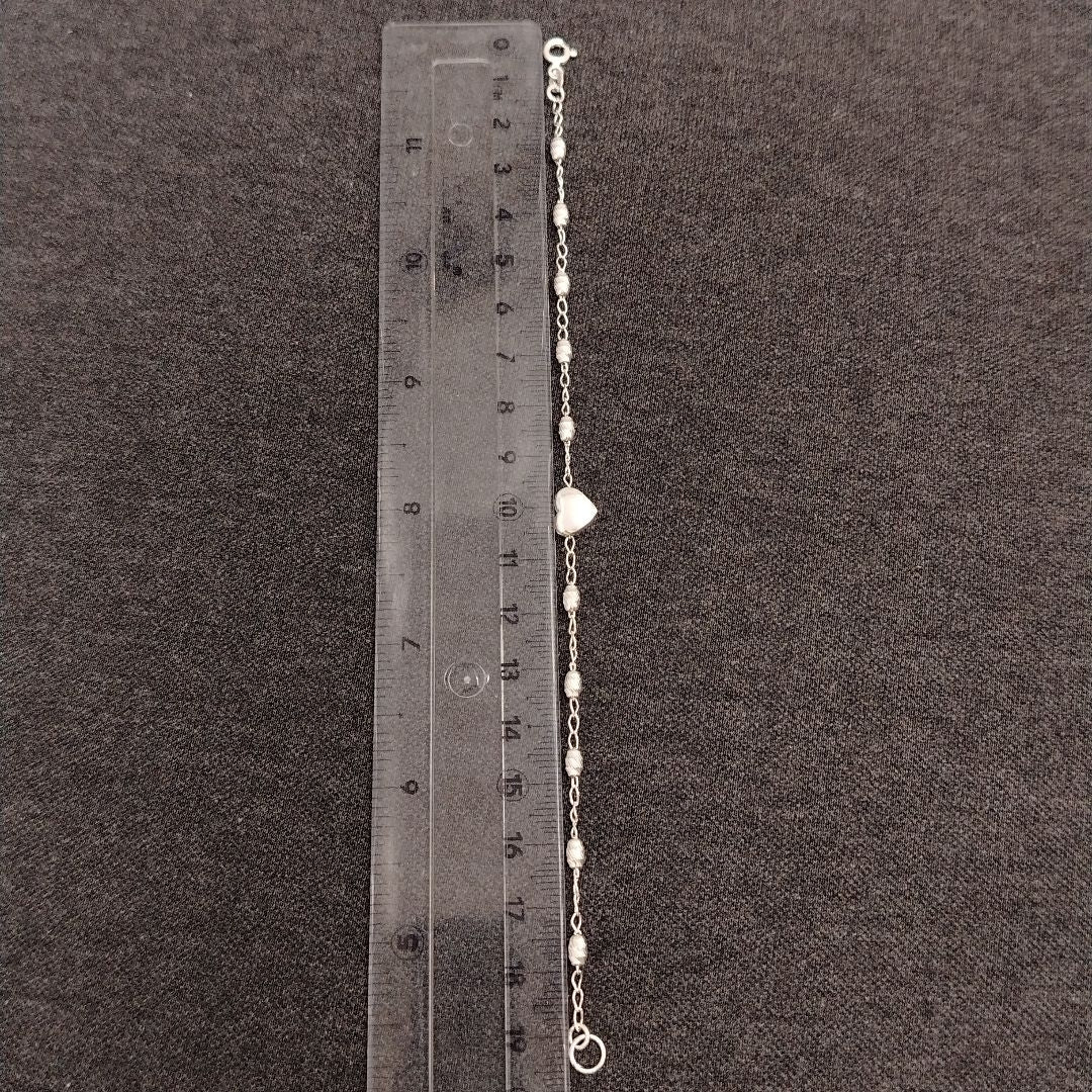 PULSERA TEJIDO CORAZON PLATA .925 18 CM 3.4 GR (NUEVO)