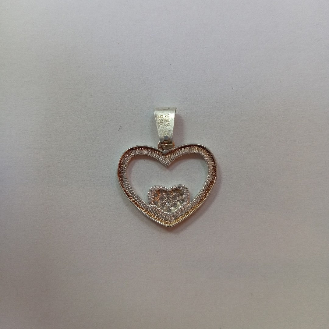 DIJE CORAZON C/CIRCONIAS PLATA .925 2.5 GR (NUEVO)