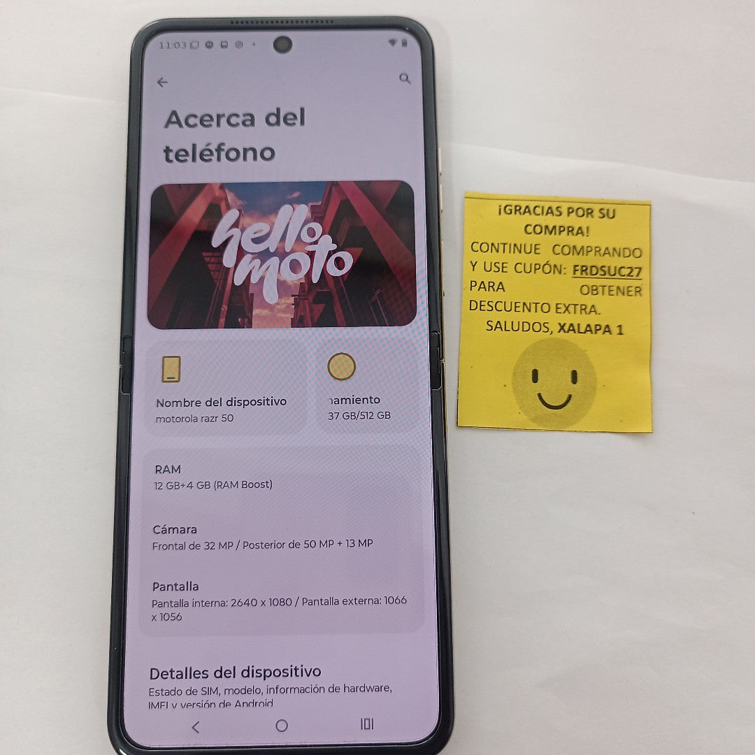 CELULAR MOTOROLA RAZR 50 5G XT2453-1 512 GB 12 GB RAM (SEMINUEVO)