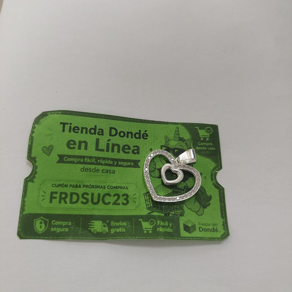 DIJE CORAZON C/CIRCONIAS PLATA .925 2.7 GR (NUEVO)