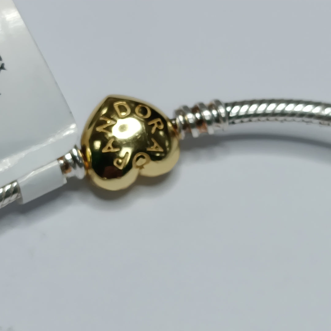 PULSERA TEJIDO ARTICULADA CON CHARMS PLATA .925 21 CM 20.9 GR (NUEVO)