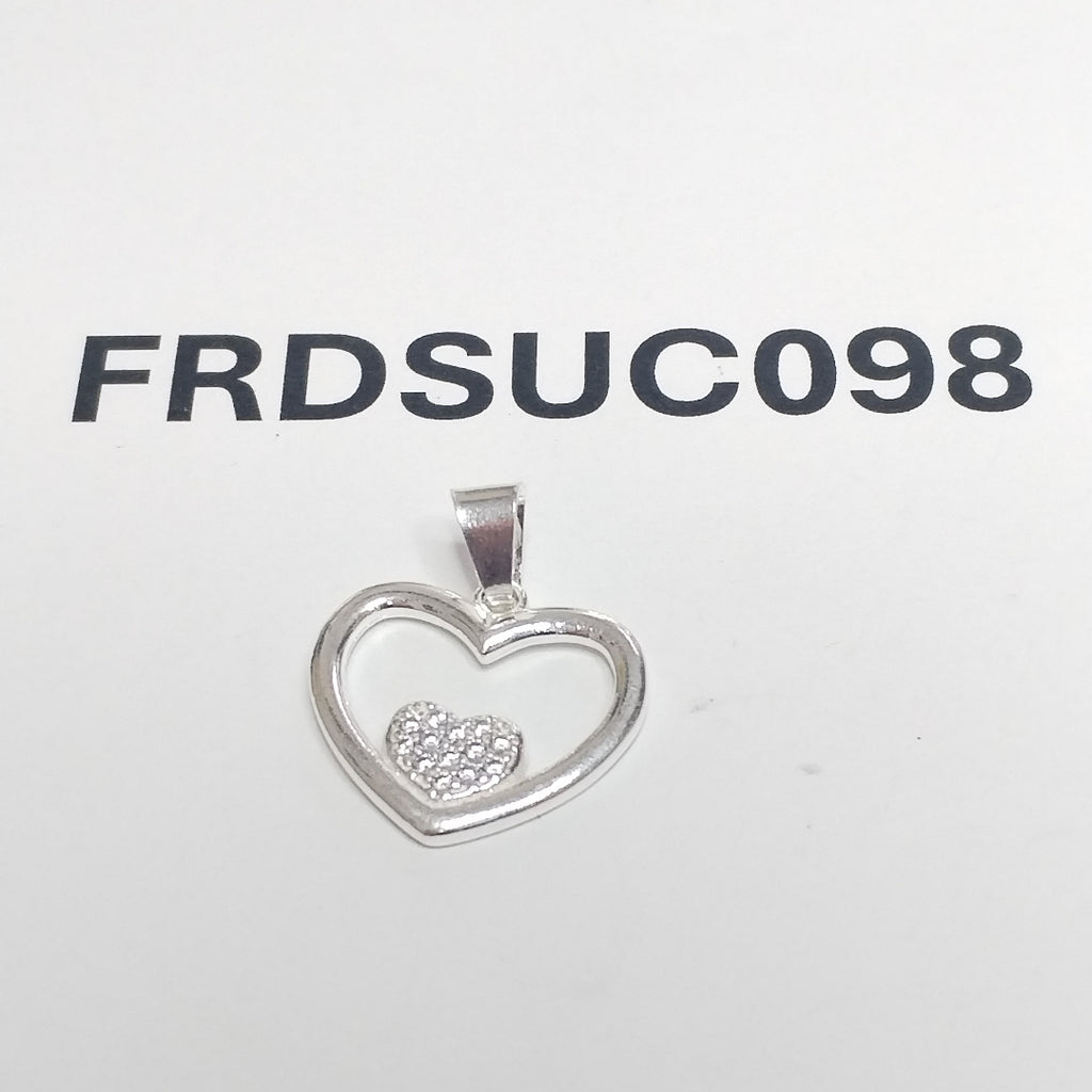 DIJE CORAZON C/CIRCONIAS PLATA .925 2.7 GR (NUEVO)