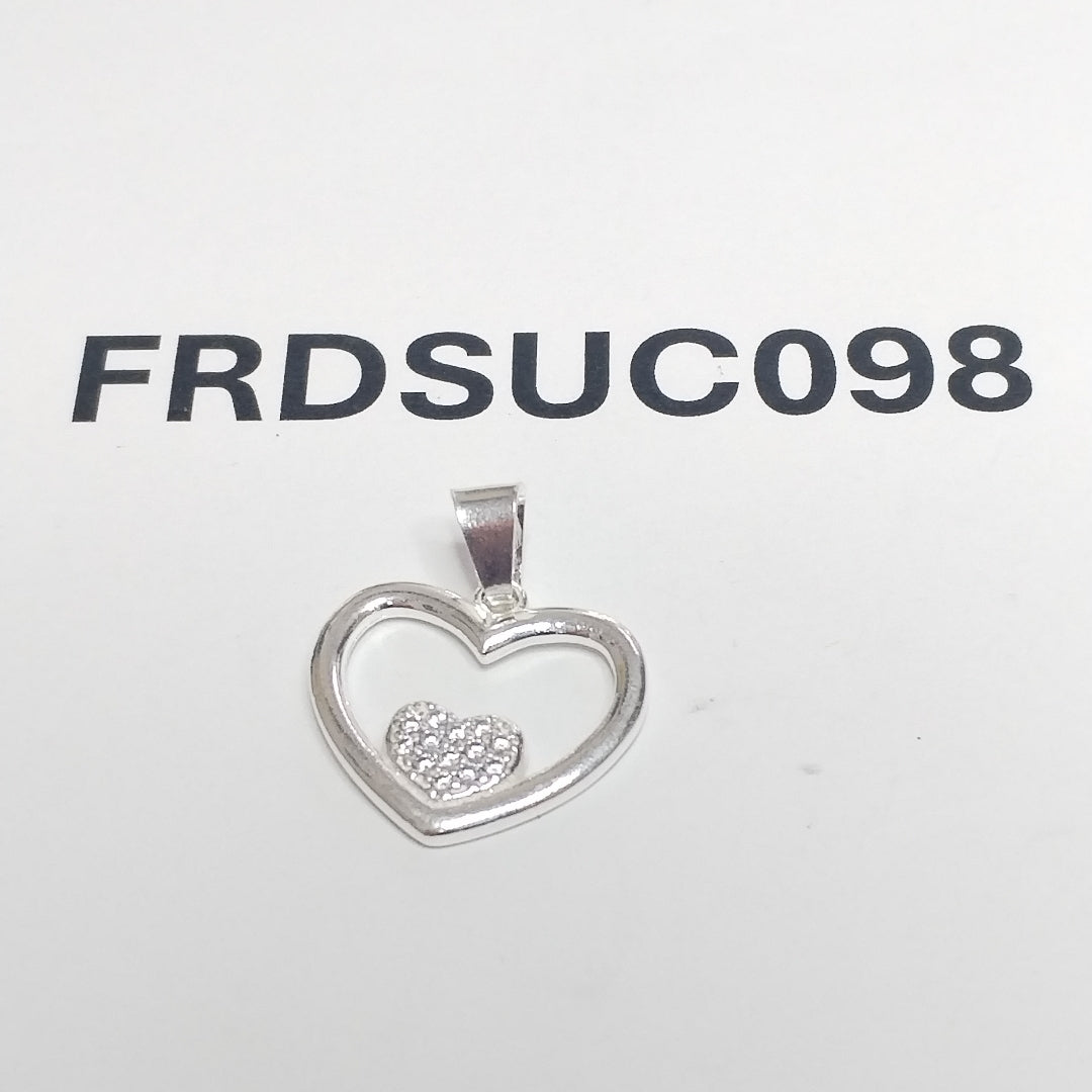 DIJE CORAZON C/CIRCONIAS PLATA .925 2.7 GR (NUEVO)