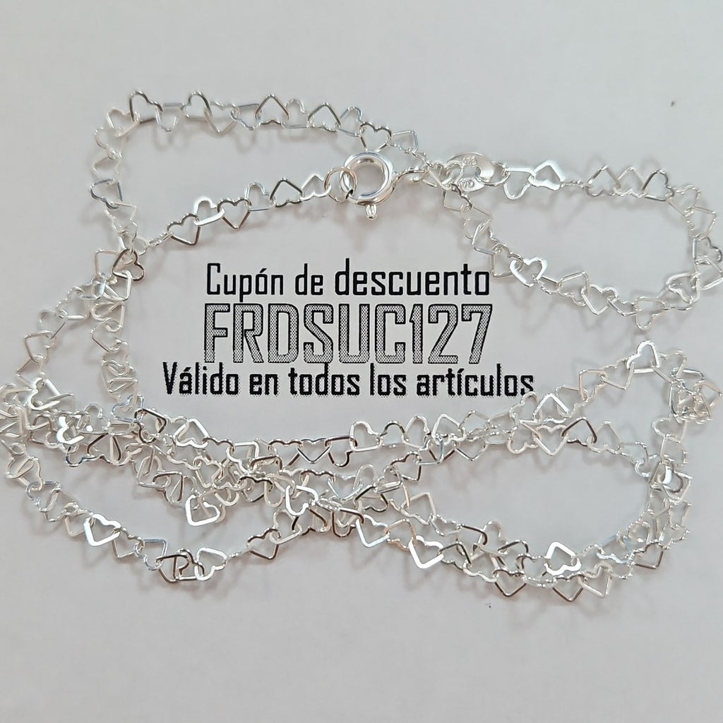 CADENA CORAZONES PLATA .925 55 CM 2.82 GR (NUEVO)