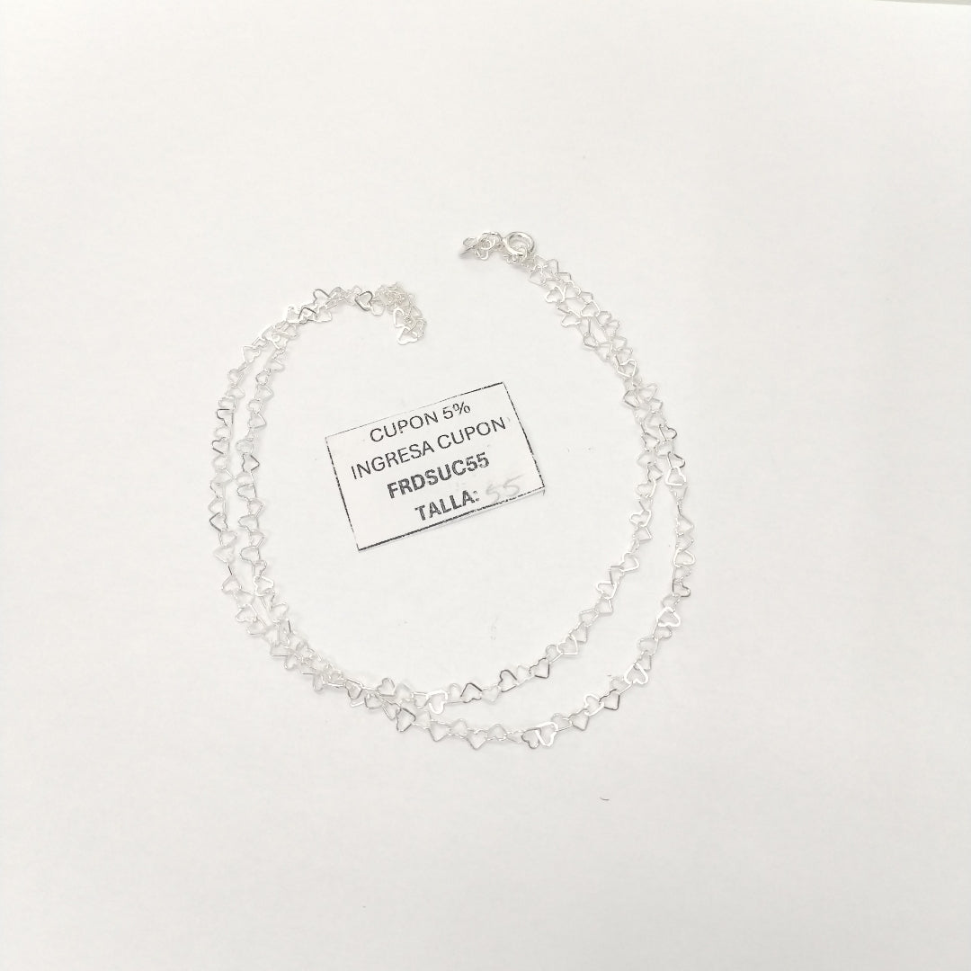 CADENA CORAZONES PLATA .925 55 CM 2.72 GR (NUEVO)