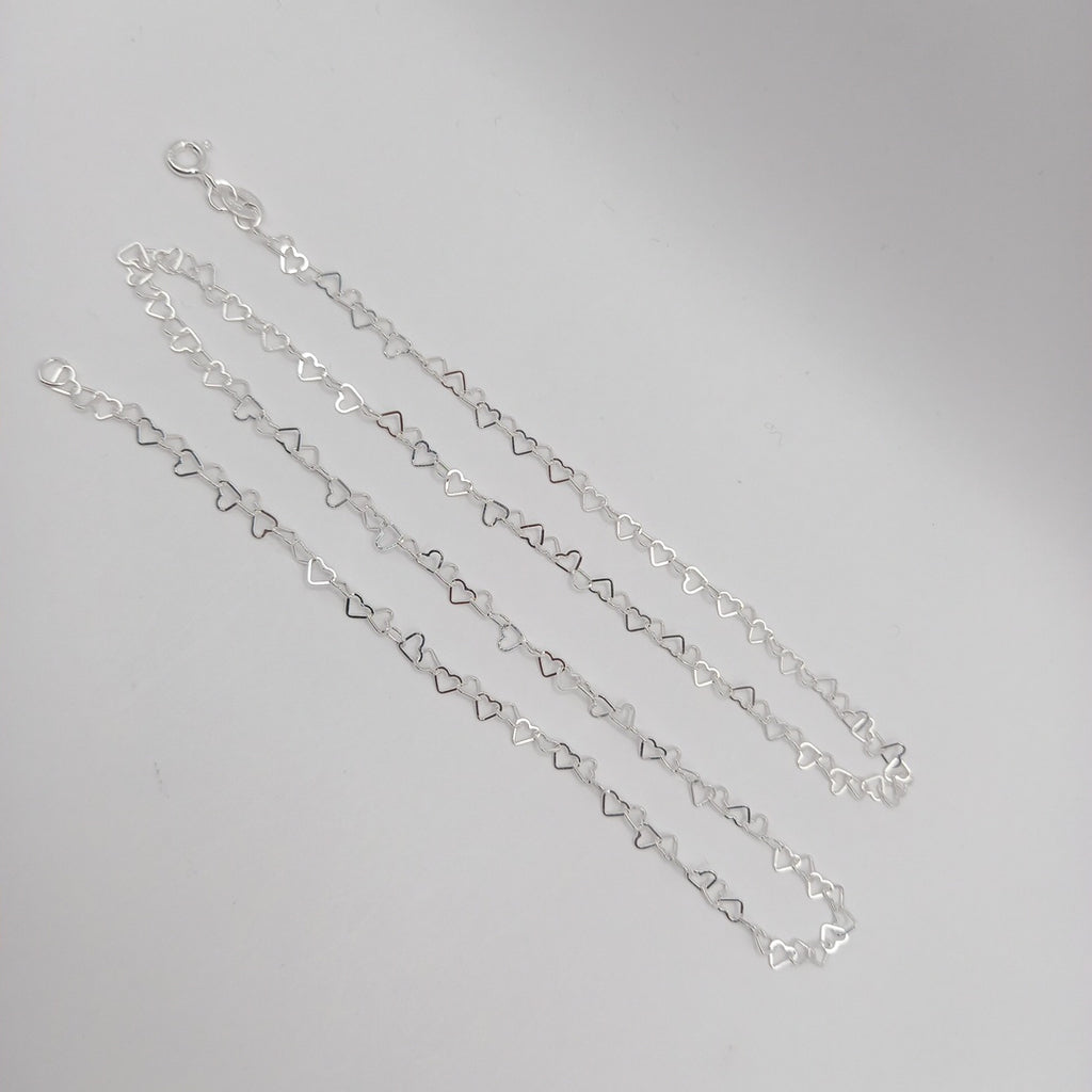 CADENA CORAZONES PLATA .925 50 CM 2.62 GR (NUEVO)