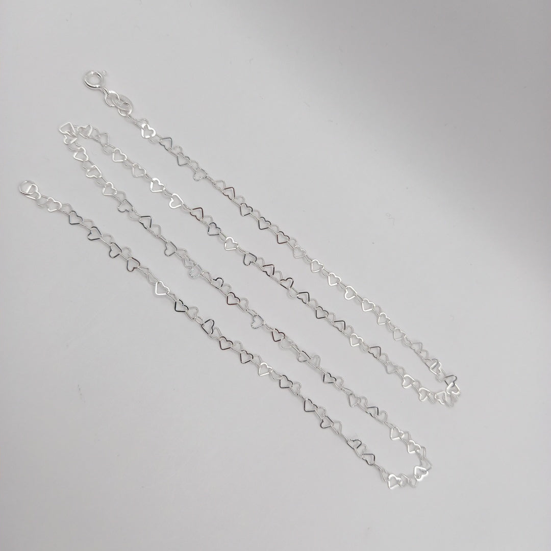 CADENA CORAZONES PLATA .925 50 CM 2.62 GR (NUEVO)