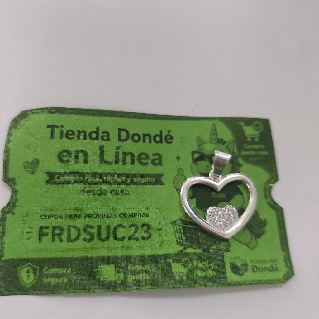 DIJE CORAZON C/CIRCONIAS PLATA .925 2.7 GR (NUEVO)