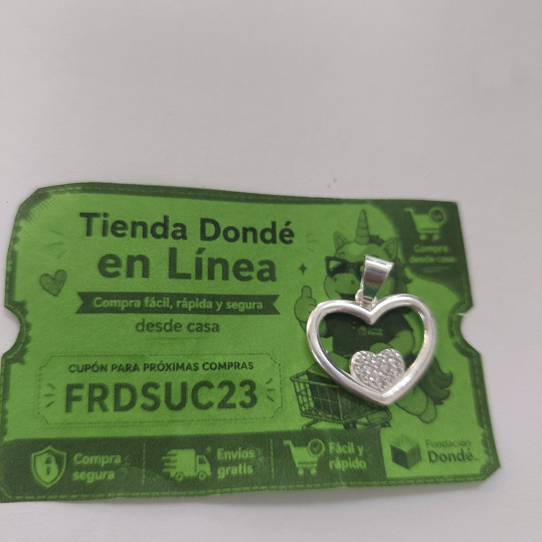 DIJE CORAZON C/CIRCONIAS PLATA .925 2.7 GR (NUEVO)