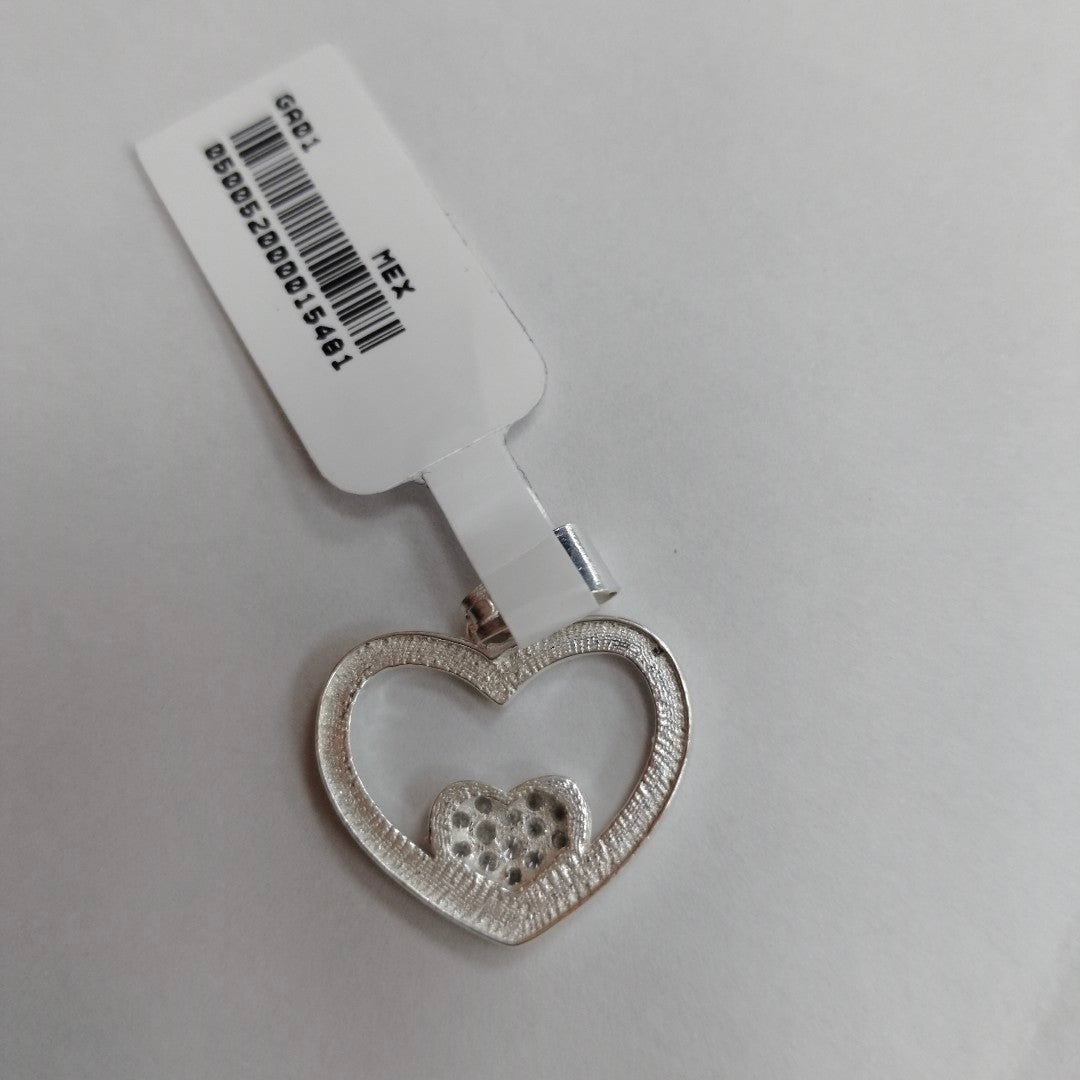 DIJE CORAZON C/CIRCONIAS PLATA .925 2.7 GR (NUEVO)