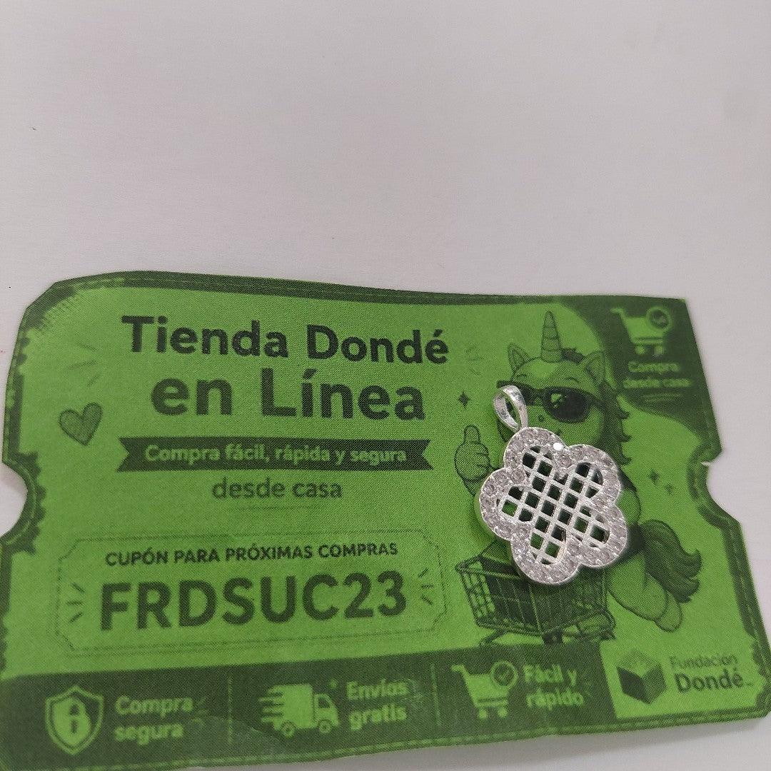 DIJE FLOR CON CIRCONIAS PLATA .925 1.8 GR (NUEVO)