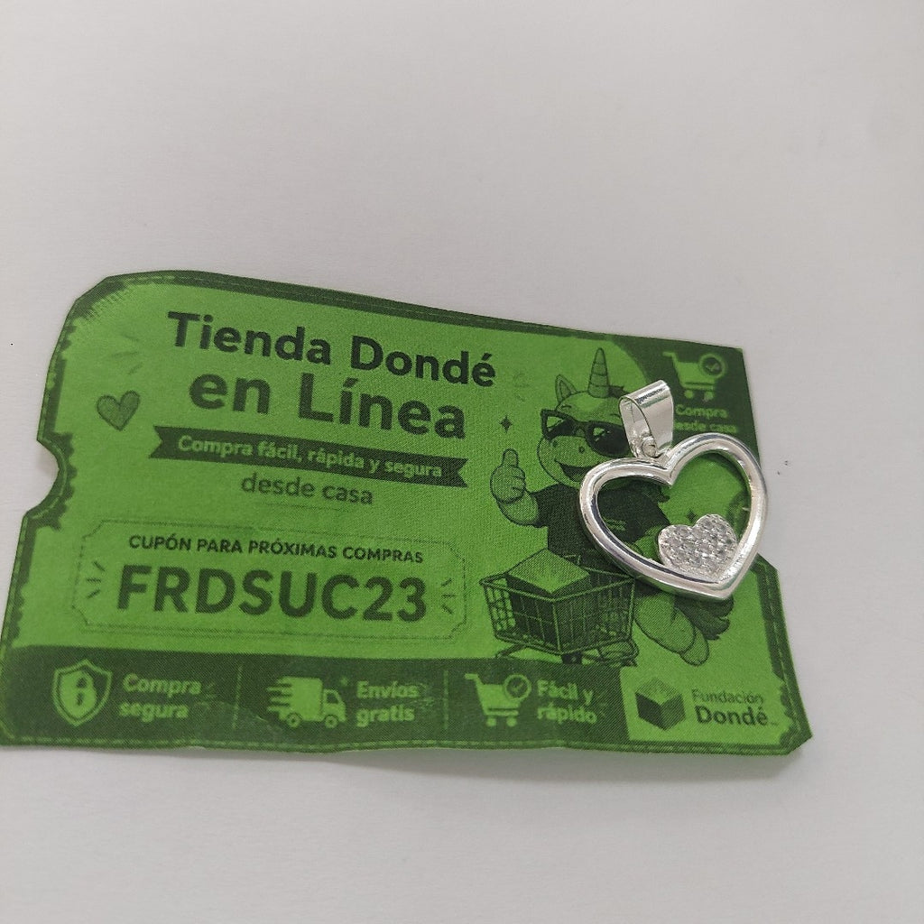 DIJE CORAZON C/CIRCONIAS PLATA .925 2.7 GR (NUEVO)