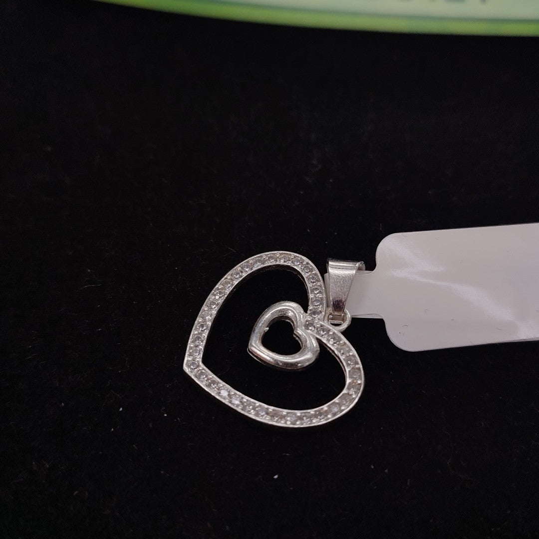 DIJE CORAZON C/CIRCONIAS PLATA .925 2.7 GR (NUEVO)
