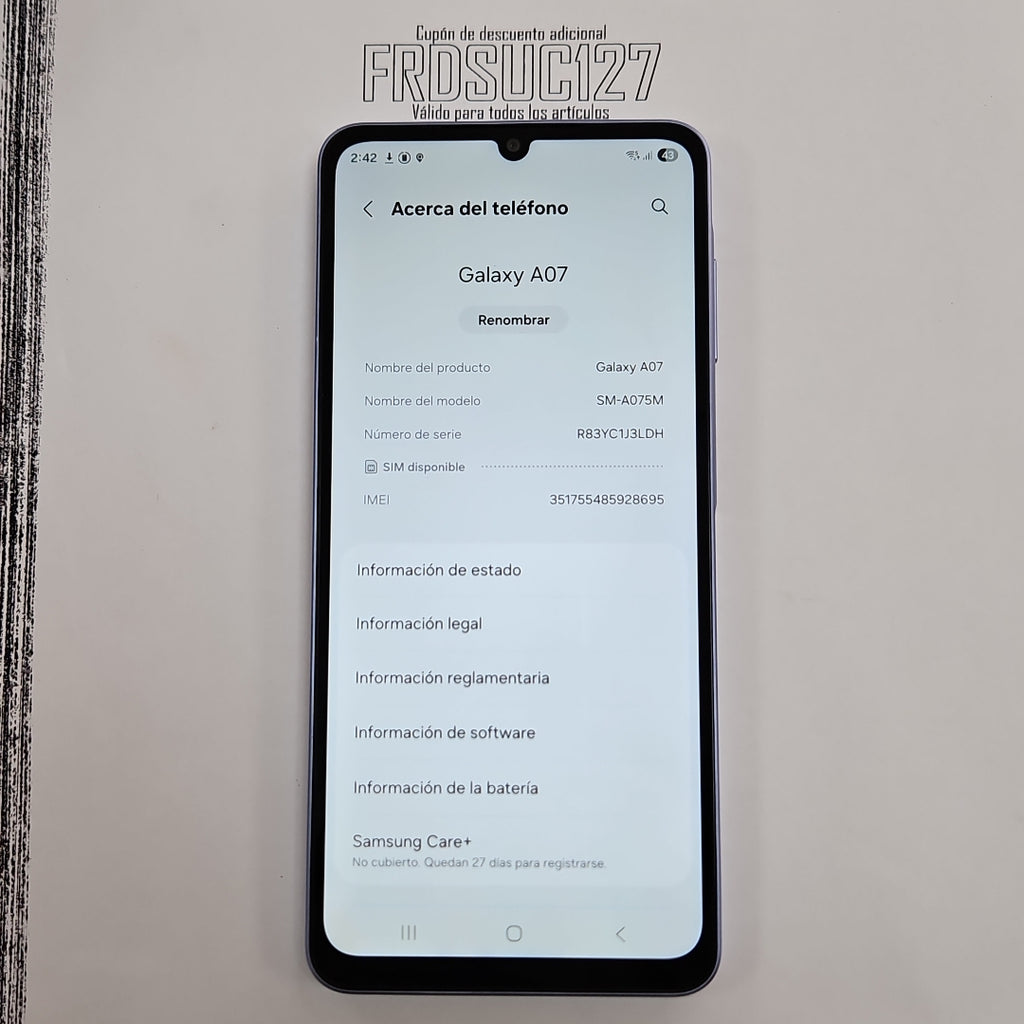 CELULAR SAMSUNG GALAXY A07 SM-A075M (2025) 64 GB 4 GB RAM (SEMINUEVO)